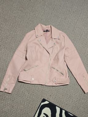Blank NYC Pale Pink Moto Faux Leather Jacket